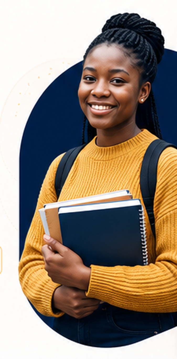 Jeune apprenante tenant ses cahiers